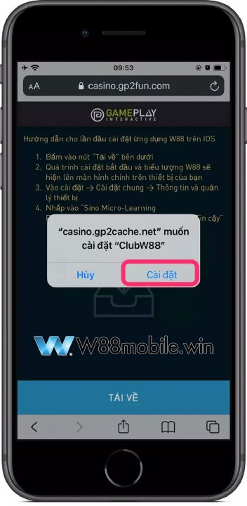 Tải App W88 Hướng Dẫn Download Ứng Dụng W88 iOS & Android 15 Nhấn vào “Cài đặt” và đợi tải app W88 về máy